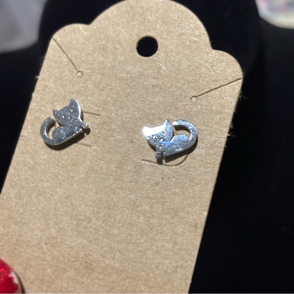 Loaf Cat Earrings Surprised Face! - Stainless Steel, Stud-Style Earrings, Kitty - Picture 3 of 7